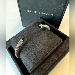David Yurman classic cable bracelet black onyx and diamond. Sterling Silver, 4mm